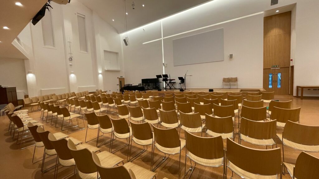 Panoramic view of the internal development of the refurbishment of Duke Street Church